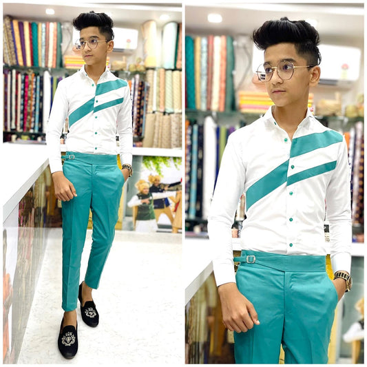 Cross Striped Shirt & Pent Fabric