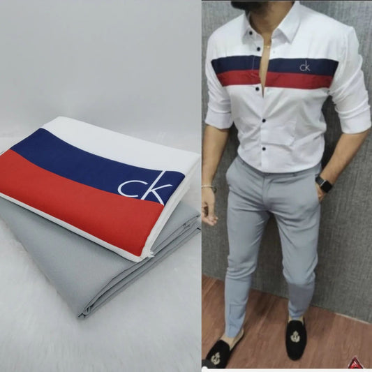 CK print Shirt & Pent Fabric
